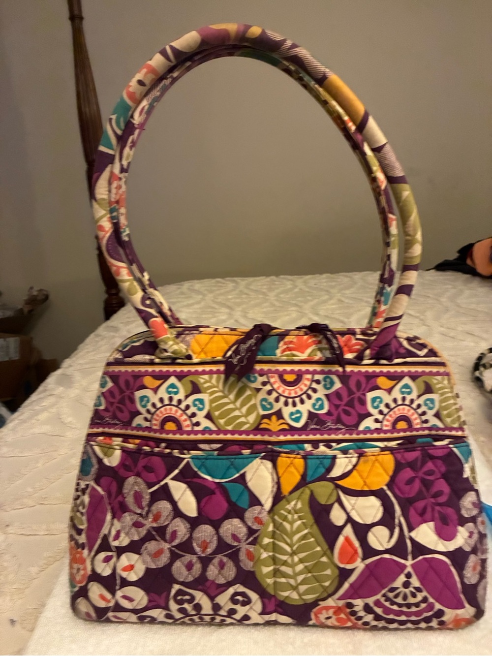 Vera Bradley Retired “Plum Crazy” Purple Quilted Floral Shoulder Bag